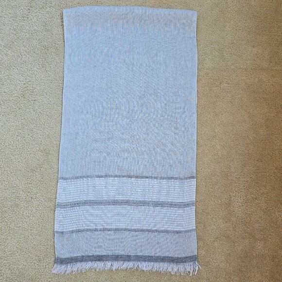 Puro Lino Accessories - Puro Lino Linen Stripe Scarf Grey